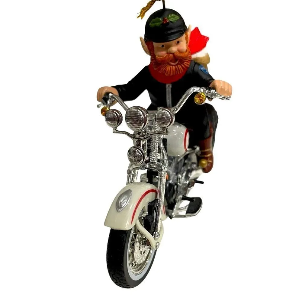 HARLEY DAVIDSON Santa Claus Motorcycle Ornament - Red and Silver